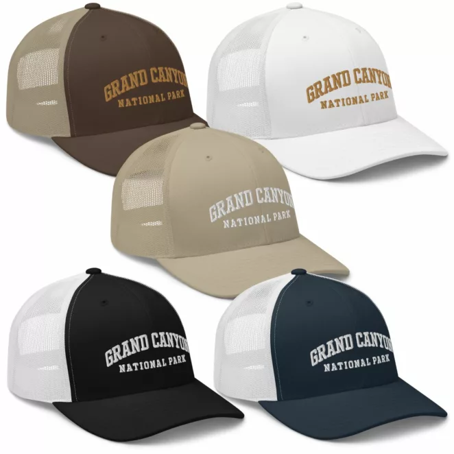 GRAND CANYON NATIONAL PARK trucker hats in 5 color variations