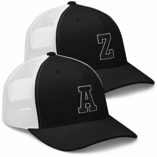 Two Letter Trucker Hats black/white A and Z variants
