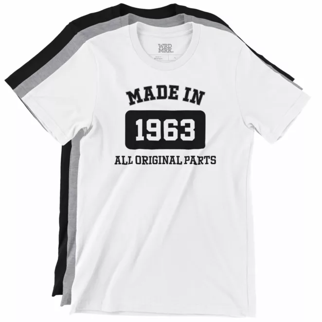 Made in 1963 All Original Parts T-Shirts Color Variations