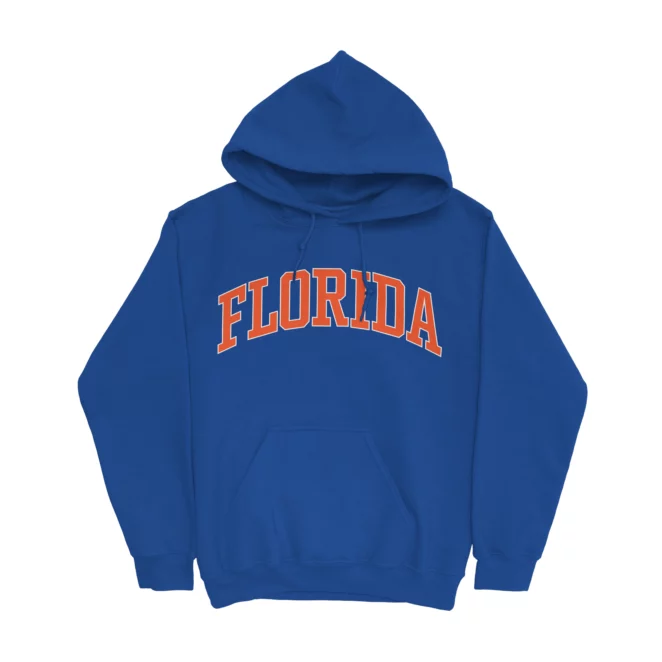 Florida hoodie orange on blue