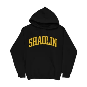 SHAOLIN Hoodie yellow print on black sweatshirt