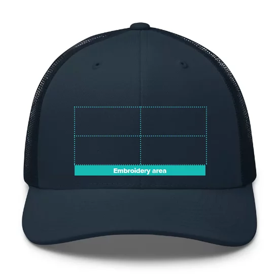 front of hat with embroidery area highlighted