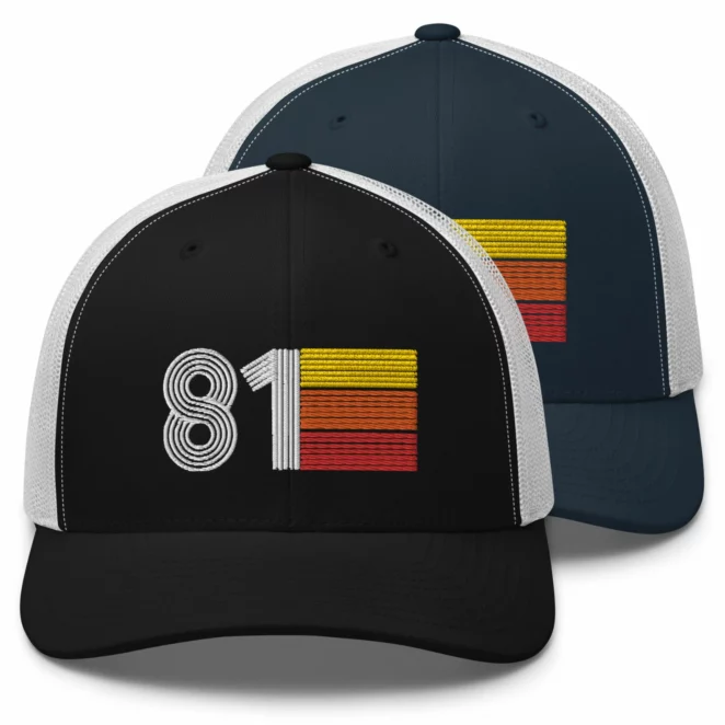 81 Trucker Hat black and navy color variations
