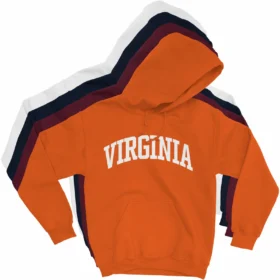 orange, maroon, navy blue, and white VIRGINIA Hoodie color variations