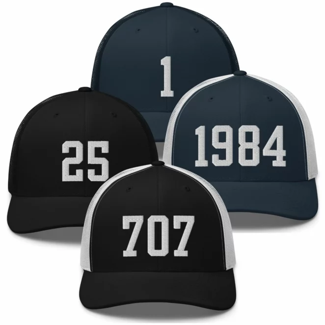 Number Trucker Hat color variations