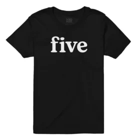 black youth tee that says five