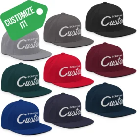 Custom Script Snapback Hat color variations