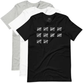 50 Tally Marks T-Shirt color variations