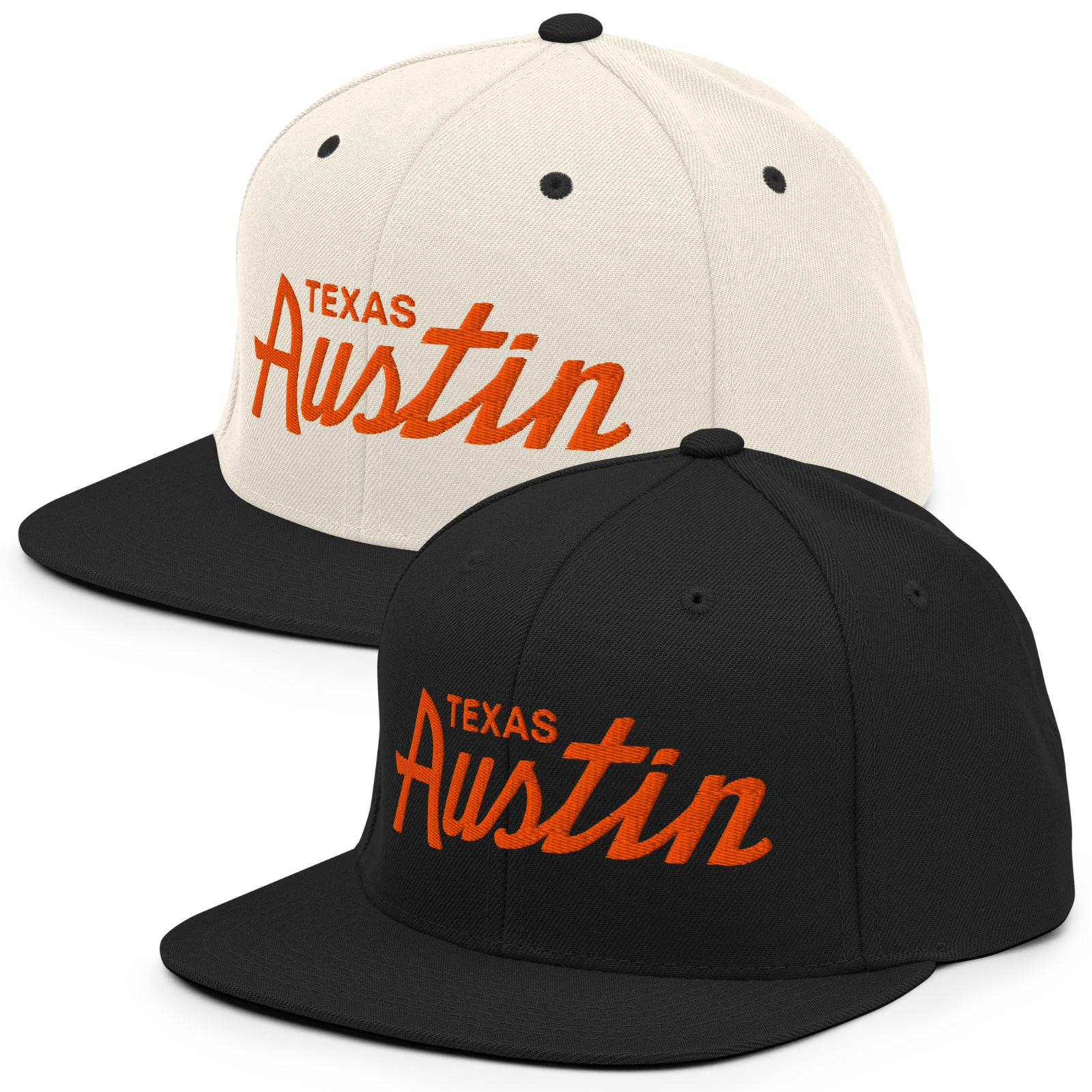 Austin Texas Script Snapback Hat color variants